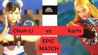 Street Fighter V ChunLi Faces Karin in Intense Fight [upl. by Merrel]