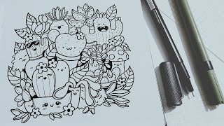 Lets doodle some Cactuses and Succulents  Beginners How to doodle  2023 [upl. by Margherita644]