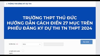 Hướng dẫn cách điền phiếu Đăng ký dự thi tốt nghiệp THPT năm 2024 [upl. by Catherin193]