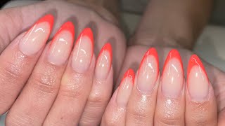 Almond French Tips  How To Do Nails For Beginners [upl. by Nadnerb]