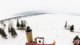 Winter in the Straits of Mackinac 2015  a birds eye view [upl. by Harehs312]