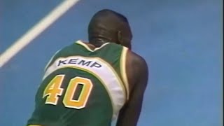 Shawn Kemp 15 pts 7 rebs 3 Dunks vs Spurs 1991 [upl. by Anairol]