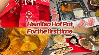 My First Time at Haidilao Hot Pot ✨Exceptional Service Experience [upl. by Zehe]