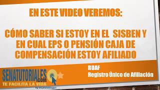 👉 Saber si ESTOY en SISBEN y cual EPS o PENSION o CAJA de COMPENSACION  Estoy AFILIADO 👨‍⚕️🚑⭕ [upl. by Letnohc]