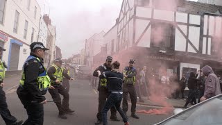 Batons out Clashes in Cheltenham town centre as rival football teams clash before match [upl. by Hansen]