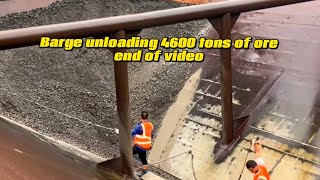 Barge unloading 4600 tons of ore  end of video  Vlog of work on the barge [upl. by Nolyk]