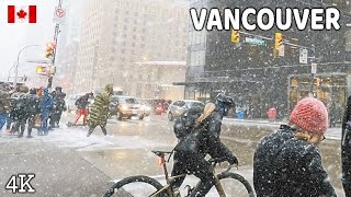 🇨🇦 【4K】❄️❄️❄️ EXTREME SNOWSTORM in Downtown Vancouver BC Canada 2024 [upl. by Bradley]