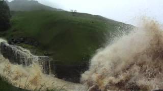 Amazing footage of dovestones reservoir overflow ashway gap in full flood [upl. by Krahling]