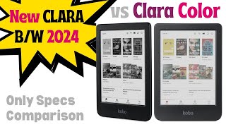 New Kobo Clara BW 2024 vs Clara Color Specs Comparison Only [upl. by Quill30]