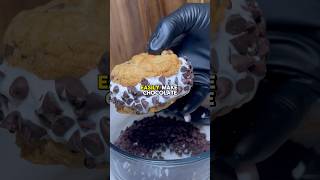 Chocolate Chip Cookie Sandwiches 🍪 recipe ↗️ cookies icecream dessert cookiedough cookie [upl. by Aela]