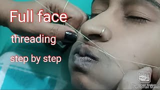 Full face threading step by step  Full face threading tutorial  facial threading [upl. by Rodenhouse]