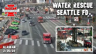 Seattle Fire responds to a water rescue on the Seattle waterfront [upl. by Yrocal965]