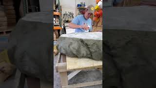 Hyperrealistic carved concrete stone table concretedesign functionalart hyperrealisticart [upl. by Bridgette332]