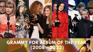 GRAMMY FOR ALBUM OF THE YEAR WINNERS AND NOMINEES FROM 2008 TO 2022 [upl. by Herrera80]