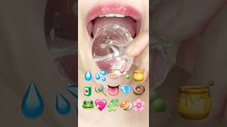 ASMR CLEAR EMOJI FOOD💧💦🍜🍡🍯🧃🍭👅💎🍩🐸💖🧩🥯🌸 투명 이모지 먹방 sped up [upl. by Gawlas]