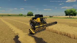 FS22 BIG 200 ACER FILED WHEAT HARVESTING WITH 3 HARVESTER KANSAN FARM [upl. by Myke]