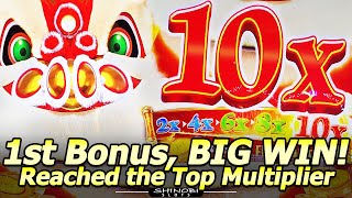 1st Bonus BIG WIN Got to 10x Multipliers in NEW Lion Frenzy Scarlet Wishes Slot Machine at Yaamava [upl. by Zindman]