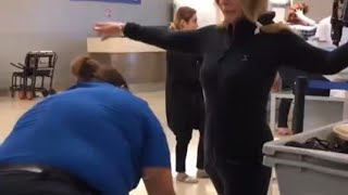 Females front patted down by fat TSA lady [upl. by Dnyletak517]