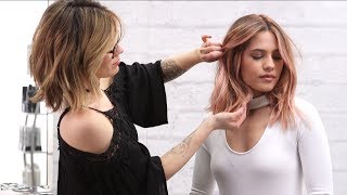 How To Balayage  Rose Gold Hair Painting with POWER BLONDE [upl. by Minnnie]