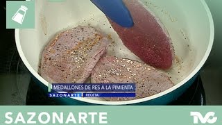 Receta Medallones de Res a la Pimienta [upl. by Aisatana824]