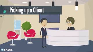 Business English Conversation Lesson 43 Picking Up a Client [upl. by Abekam909]