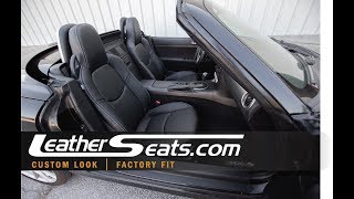 Mazda MX5 Miata Custom Leather Seat Upholstery Interior Kit  LeatherSeatscom [upl. by Hinman503]