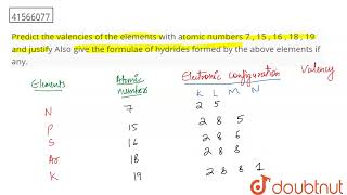 Predict the valencies of the elements with atomic numbers 7  15  16  18  19 and justifyAlso [upl. by Garth552]