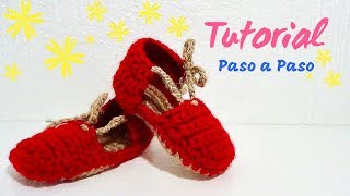 SANDALIAS ALPARGATAS PARA BEBE TEJIDAS A CROCHET PASO A PASO [upl. by Iey26]