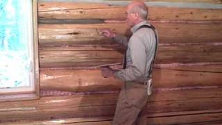 Martin cabin 6309 chinking log walls [upl. by Dronel]