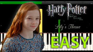 Lilys Theme  Harry Potter and the Deathly Hallows Part II  FREE midi  EASY Piano tutorial [upl. by Sirref]