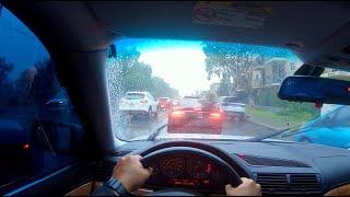 POV DRIVE • BMW 7 SERIES • LONG BEACH ON A RAINY DAY [upl. by Romney]