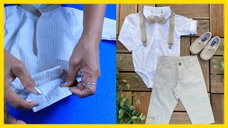 🌹 cortando y cosiendo un enterizo tipo Camisa para bebe genial  sin cremallera [upl. by Ikkir]