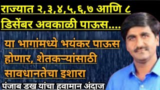 Part2416 राज्यात २३४५६७ आणि ८ डिसेंबर अवकाळी पाऊस होणार शेतकऱ्यांना सावधानतेचा इशारा [upl. by Bern]