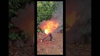 Second fire burn as a new stunt performer—learning every step StuntTraining FireBurn zombierun [upl. by Suryc]