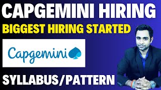 🚨Capgemini Hiring Announced 2024  Biggest Hiring  Syllabus amp Pattern [upl. by Hollyanne]