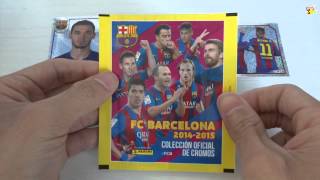 UNBOXING 4 Sobres stickers Colección oficial FC Barcelona 20142015 6 [upl. by Boeke]