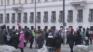 Protest in Vienna after new lockdown for unvaccinated announced  AFP [upl. by Drofkcor]