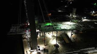 Gordie Howe International Bridge Construction Night View  Detroit Michigan 4K Drone View [upl. by Russian]