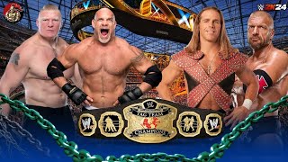 Goldberg amp Brock Lesnar vs Triple H amp Shawn Michaels  WWE Tag Team Championship [upl. by Inoj]