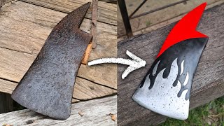 Metal etching  Turn a rusty axe head into a SUPER HOT axe head [upl. by Haseena]