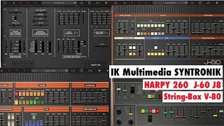 IK Multimedia SYNTRONIK Harpy 260 J60 J8 String Box amp V80 Sound Demo amp Review [upl. by Uos]