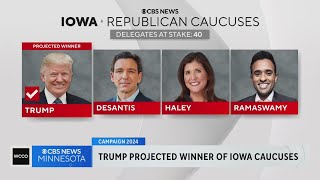 Trump wins Iowa Republican caucus CBS News predicts [upl. by Eirameinna]