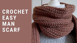 CROCHET EASY MAN SCARF FOR BEGINNERS  Crochet Elegant Scarf For Men DIY Tutorial amp Free Pattern [upl. by Anelec]