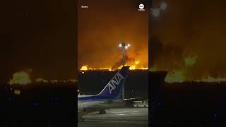 Japan Airlines plane bursts into flames at Tokyo airport [upl. by Shirah66]