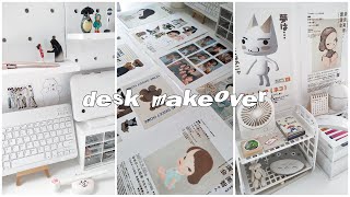 Aesthetic desk makeover 🐻‍❄️ Making posters cheap pegboard cleaning Pinterest inspired desk tour [upl. by Nohsyar]