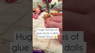 I found huge clumps of glue stuck in my dolls head Eww Glue seepage in dolls barbie dolls [upl. by Manard]