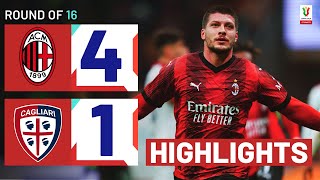 MILANCAGLIARI 41  HIGHLIGHTS  Milan cruise to next round  Coppa Italia Frecciarossa 202324 [upl. by Regnij]