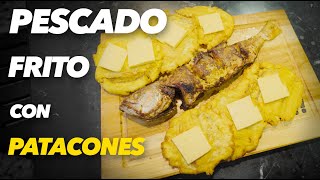 PESCADO FRITO CON PATACONES  corvina Frita con tostones  Pescado Frito sin haria  FRIED FISH [upl. by Llacam675]