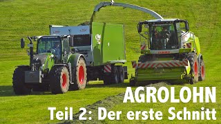 Lohnunternehmen Agrolohn Der erste Schnitt – Mähen Häckseln Ladewagen [upl. by Cyndia]