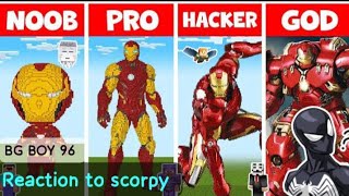 Noob vs Pro vs Hacker vs God built TNT Iron Man House in Minecraft Reaction to Scorpy [upl. by Felty]